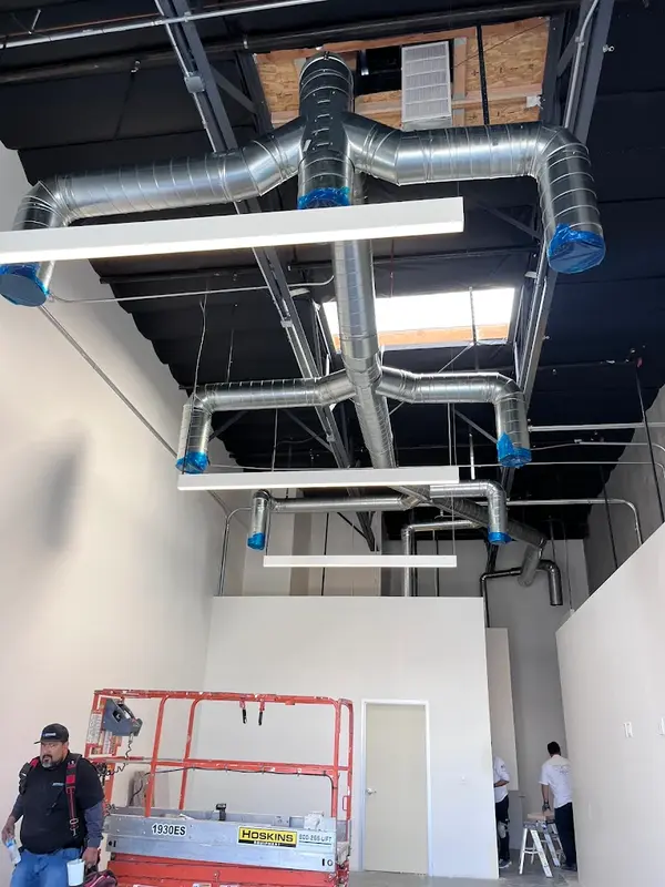 Custom spiral ductwork installation in commercial space